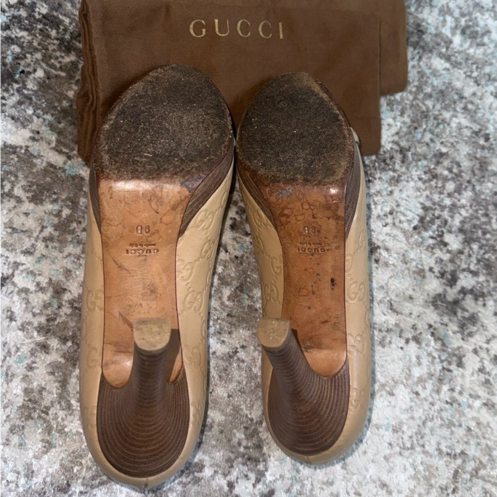 GUCCI Guccissima Horse-bit Leather Peep Toe Pump - Picture 14 of 15
